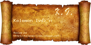 Kelemen Iván névjegykártya